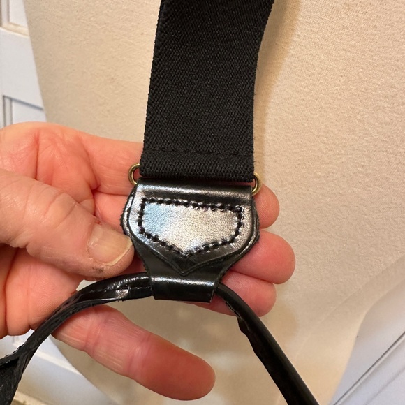 Vintage Suspenders Maroon Grosgrain Black Leather Ends Made in England Unworn - Picture 11 of 15